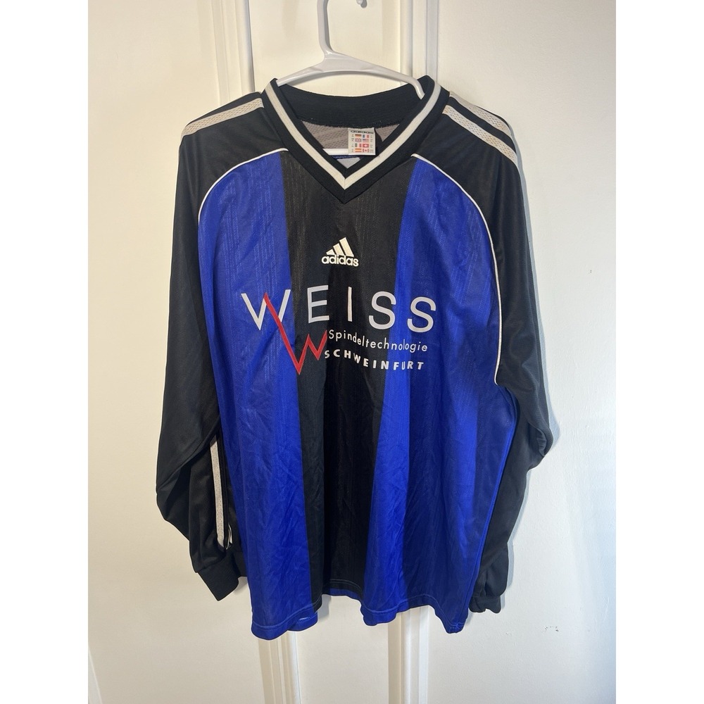 Vintage 90s Adidas TSV Rothlein #6 German Soccer Jersey XL Long Sleeve WEISS